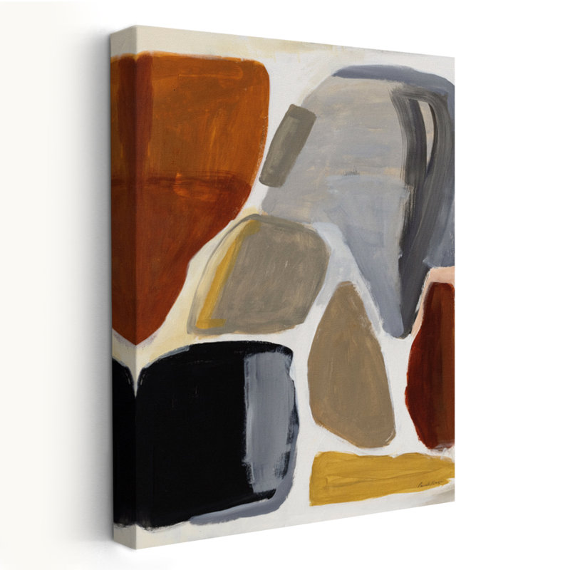 Fall Out - Abstrait noir brun crème, H 36 po x l 24 po