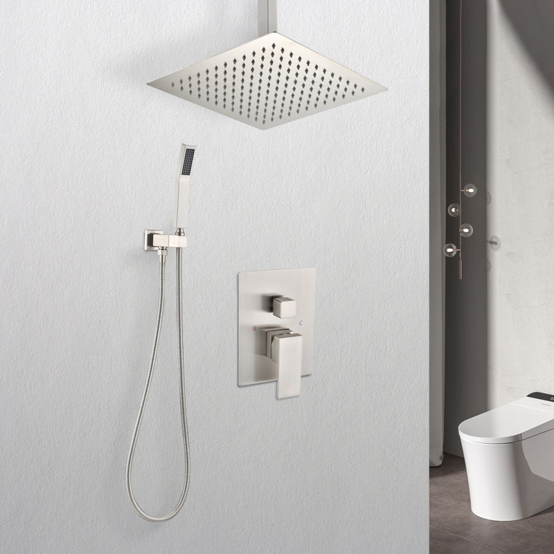 Ensemble de système de douche de plafond avec douche à main et pomme de douche 16 po