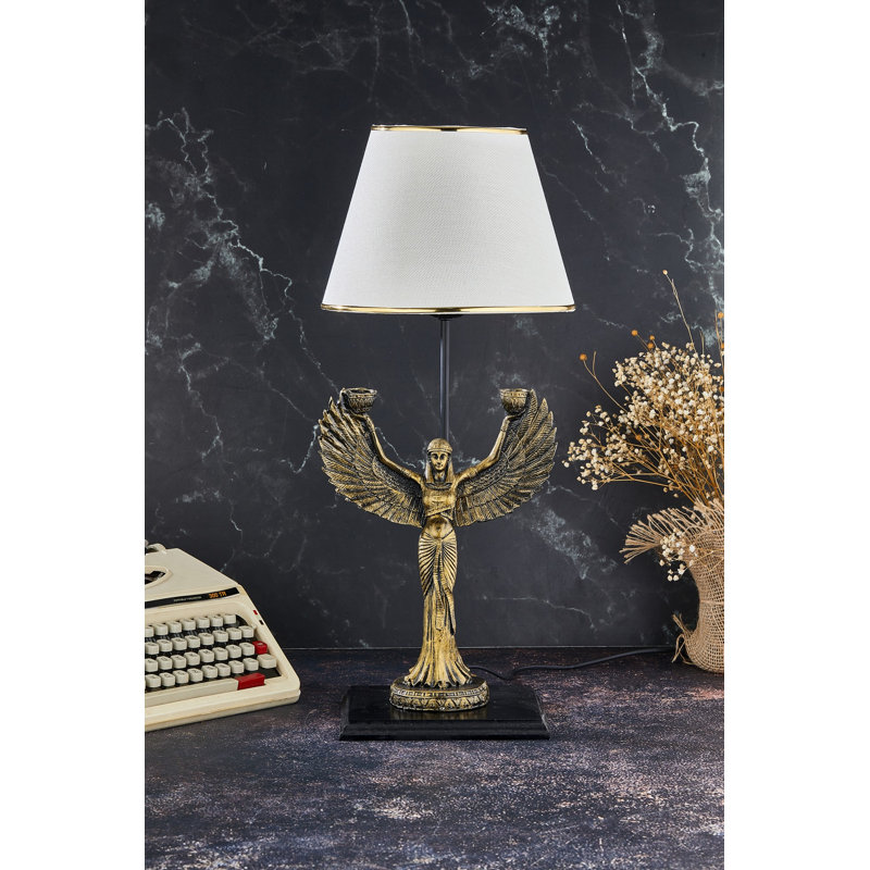Table Lamp, Gold, White