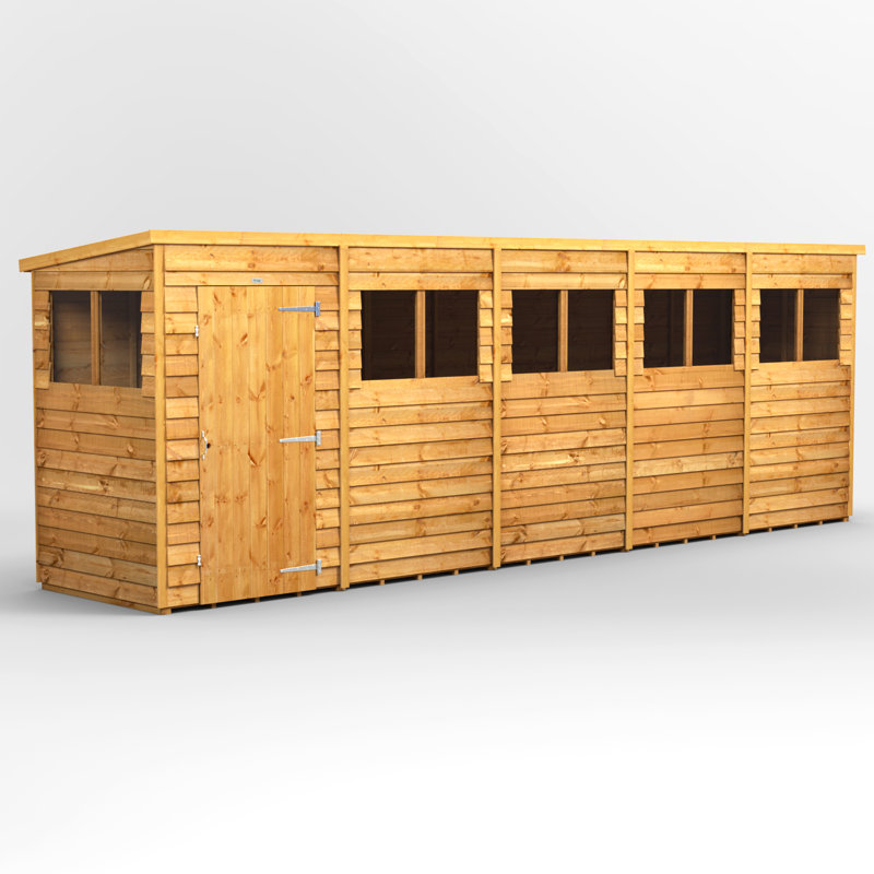 Powersheds 20 x 4ft Timber Overlap Pent Garden Shed