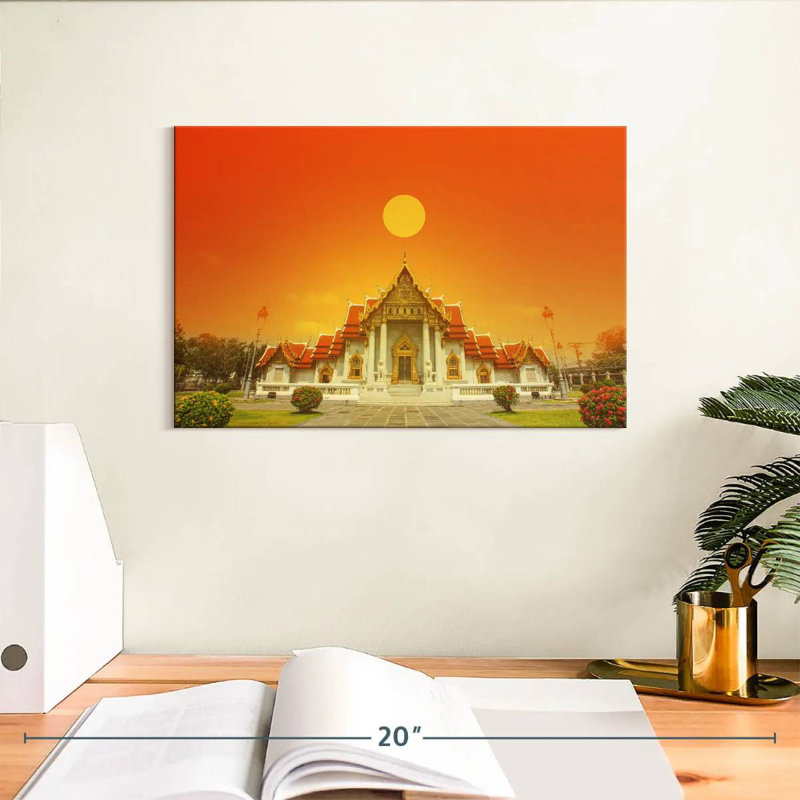 Soleil sur le temple de marbre, H 8 po x l 12 po