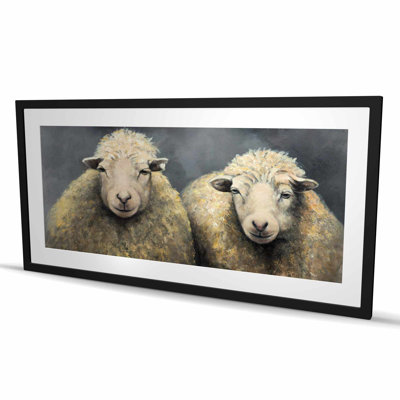 Wool Sheeps - Farmhouse Living, reproduction d'art encadrée