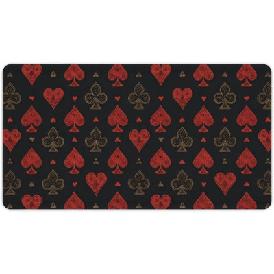 Playing Card Poker Printed Desk Mat Funny Large Mouse Pad, 15.7 x 35.54 in