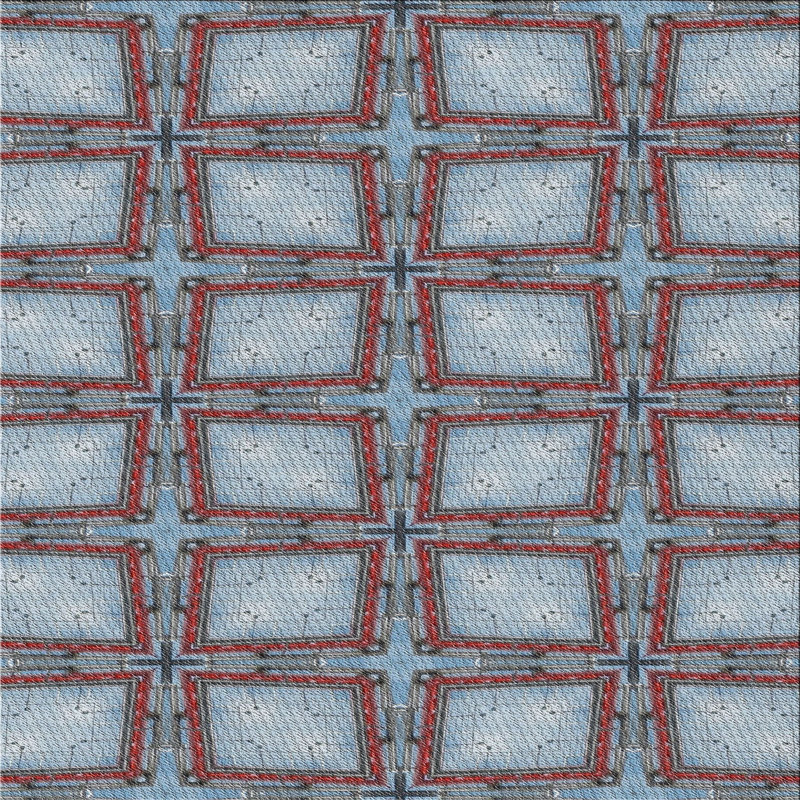 Tapis bleu / rouge Power Loom, Carré 6 pi