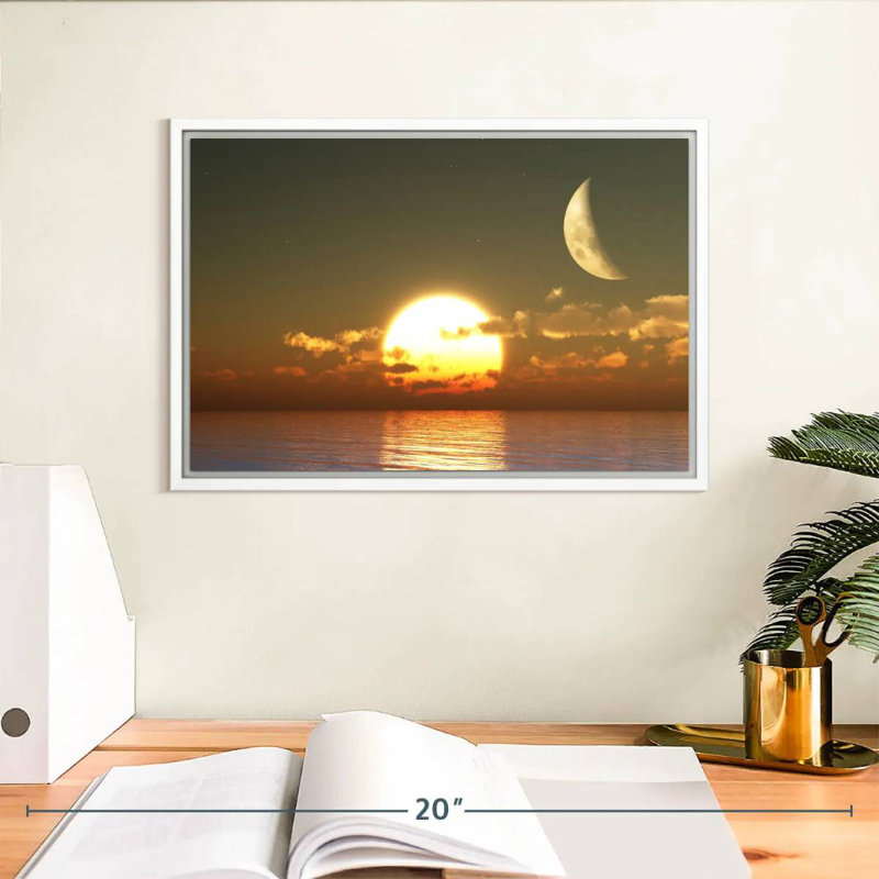Sunset Moon, Floating Frame White, 13" X 9"