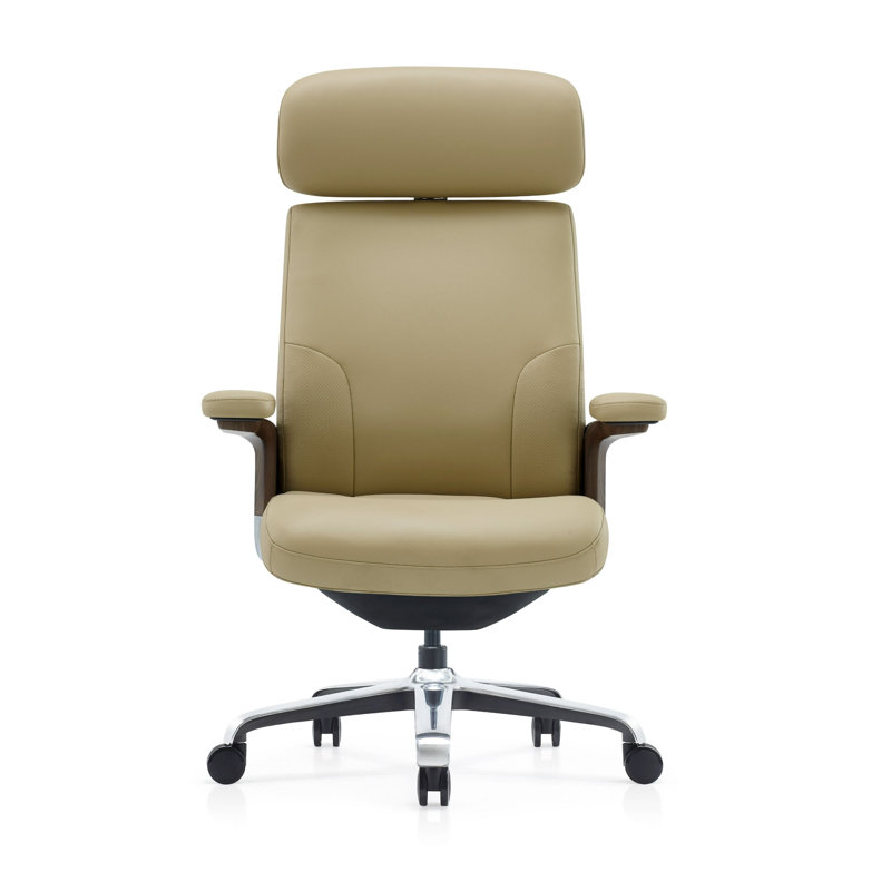 Fauteuil de direction moderne en cuir Vivian, Beige