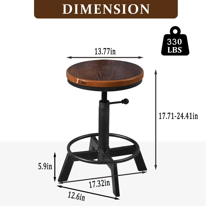 Grampian Swivel Adjustable Height Counter Stool with Metal Frame