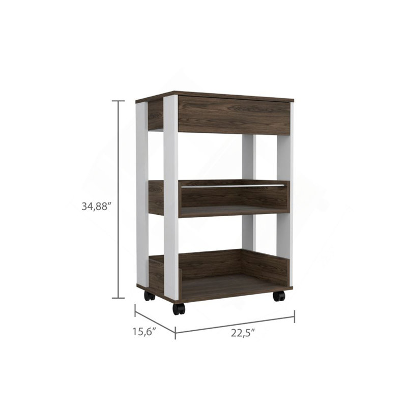 Kitchen Cart, Three Shelves, Four Casters