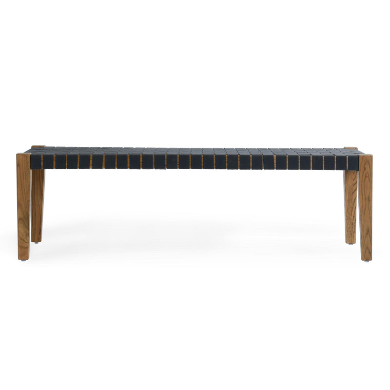 Orlando 62" Oak Wood Charcoal Bench, Brown/Charcoal