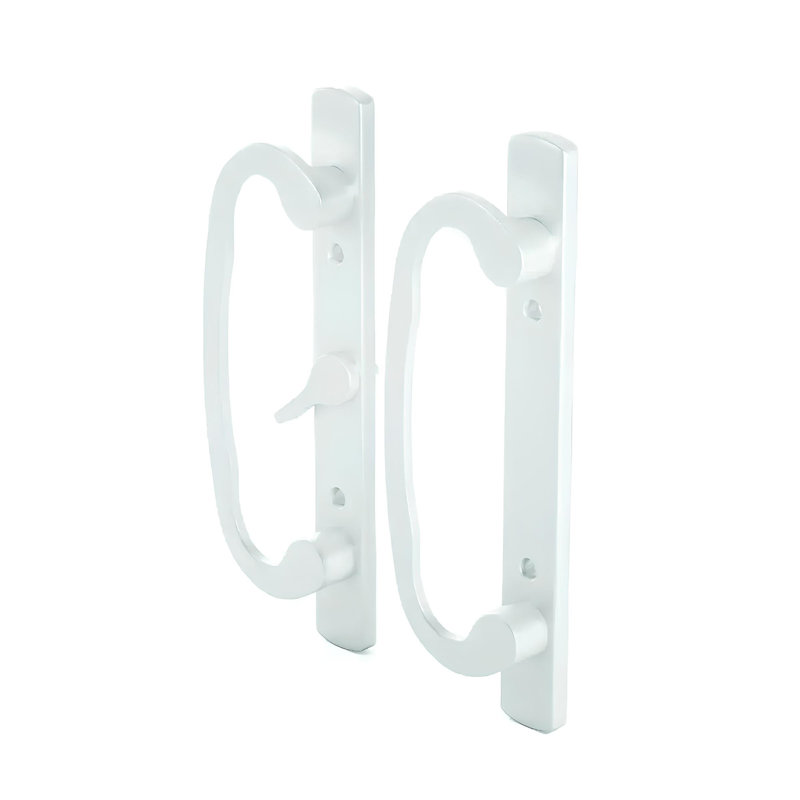 Loquet central de poignée de porte de patio sans clé avec finition blanche