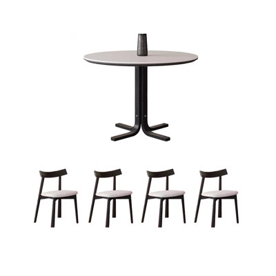 Table et chaise haut de gamme en plaque de roche blanche