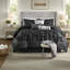 Elegant 7-piece Bedding Set, Black Polyester Comforter For Bedrooms