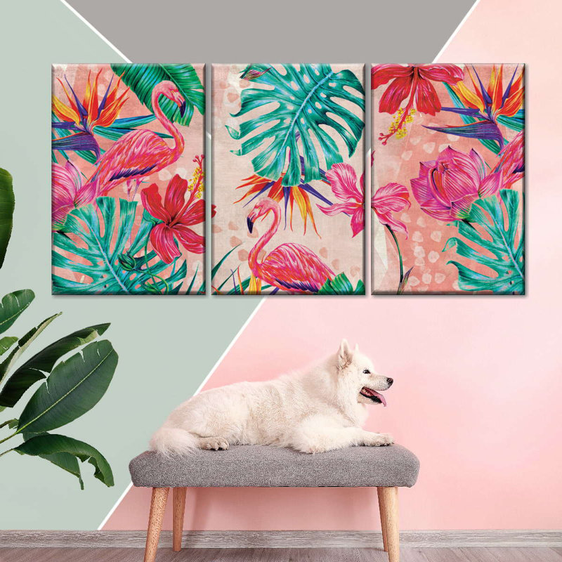 «Summer Flamingo», reproduction sur toile, H 18 po x l 38 po x P 1 po