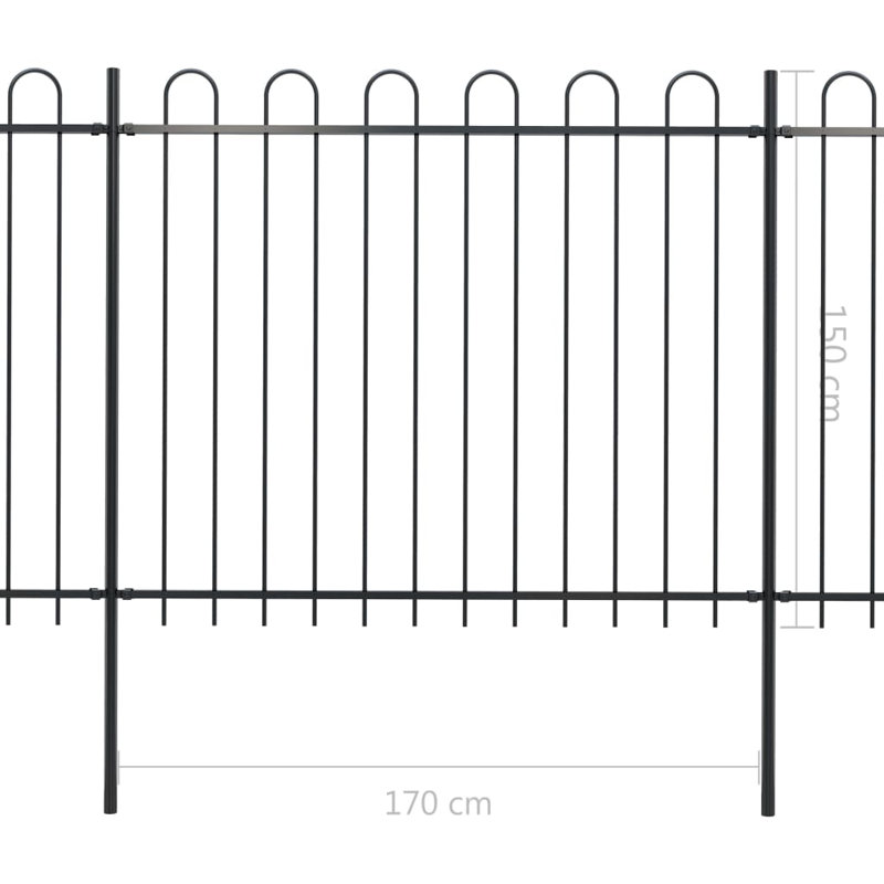 Clôture en métal noir Kimmswick, H 6,6 pi x l 50,2 pi