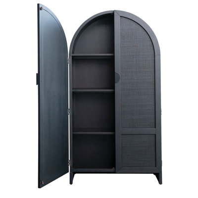 Wood Cabinet With Rattan Doors