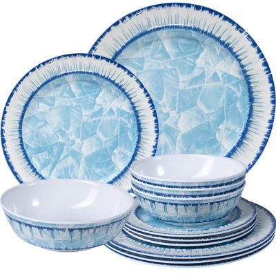 12-Piece Melamine Dinnerware Set, Lightweight, Unbreakable, BPA-Free