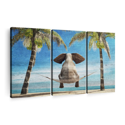 «Wooden Tropical Elephant» sur toile
