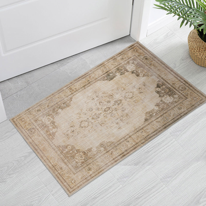 Tapis vintage lavable à la machine Belida Biscotti / ivoire, Rectangle 2 pi x 3 pi