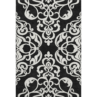 Premium Machine Washable Prisco Black Rug