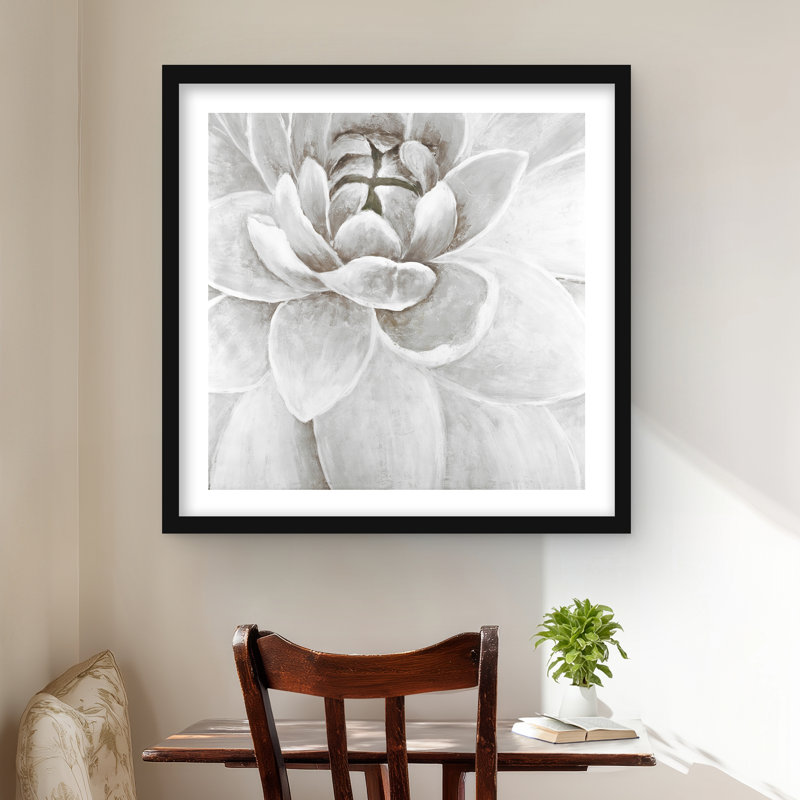 Impression délicate de chrysanthème blanc - Fleurs modernes, H 24 po x l 24 po