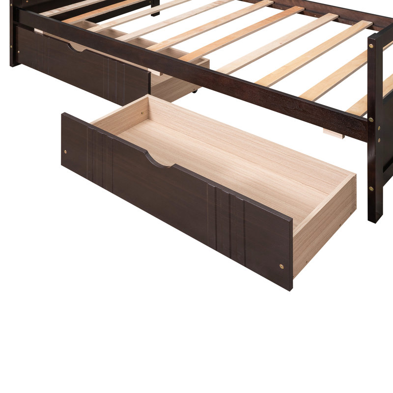 Twin Size Daybed Wood Bed With Two Drawers, White