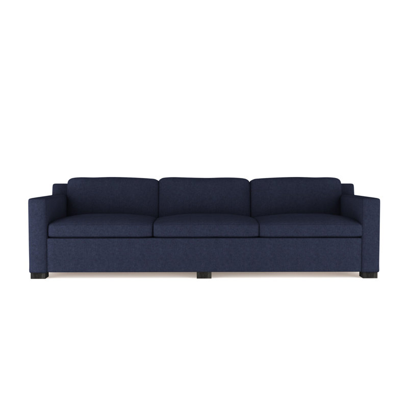 Mercer Track-Arm Extra Long Sofa, 33.5" H x 120" W x 39" D, Box Weave Linen Blanc, Ebony