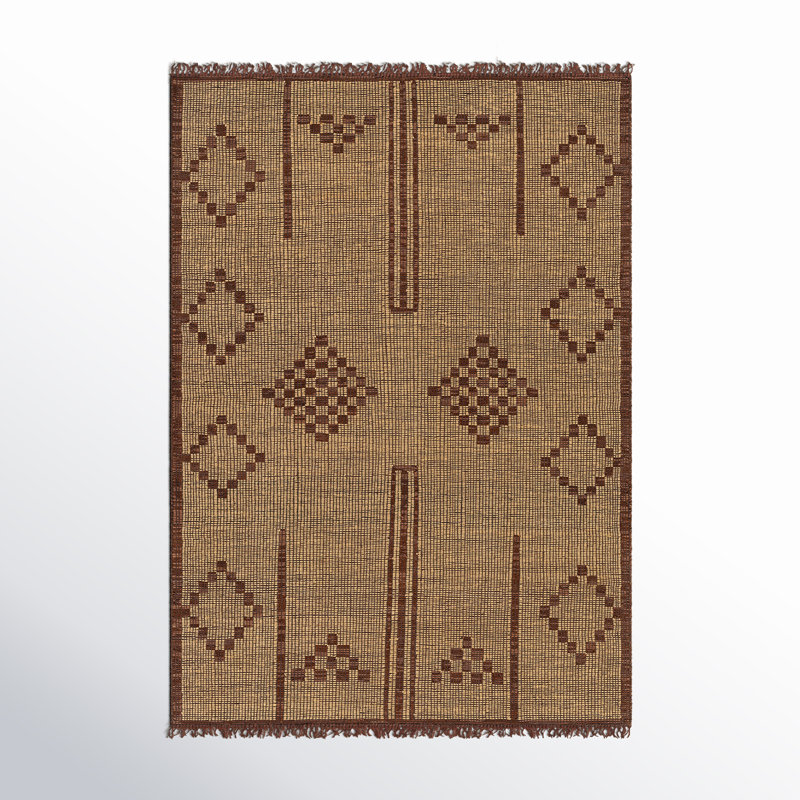 Rectangle Samson Moroccan Handmade Flatweave Area Rug in Brown/Camel, Rectangle 6' x 9'