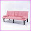 Canapé-lit convertible 2 places 67 pouces en PVC rose avec porte-gobelet 67 pouces - Compact pour appartements, dortoirs et amp; Petits bureaux, style moderne