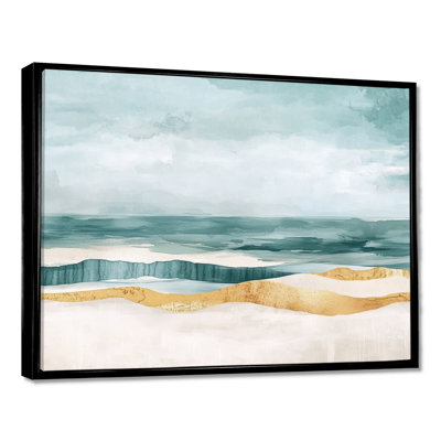 Blue Gold Wall Art, Glam Stripe Canvas, Golden And Blue Stipes