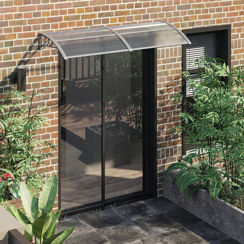 CLIY 75cm W x 196cm D Polycarbonate Cover Retractable Door / Window Awning, Clear