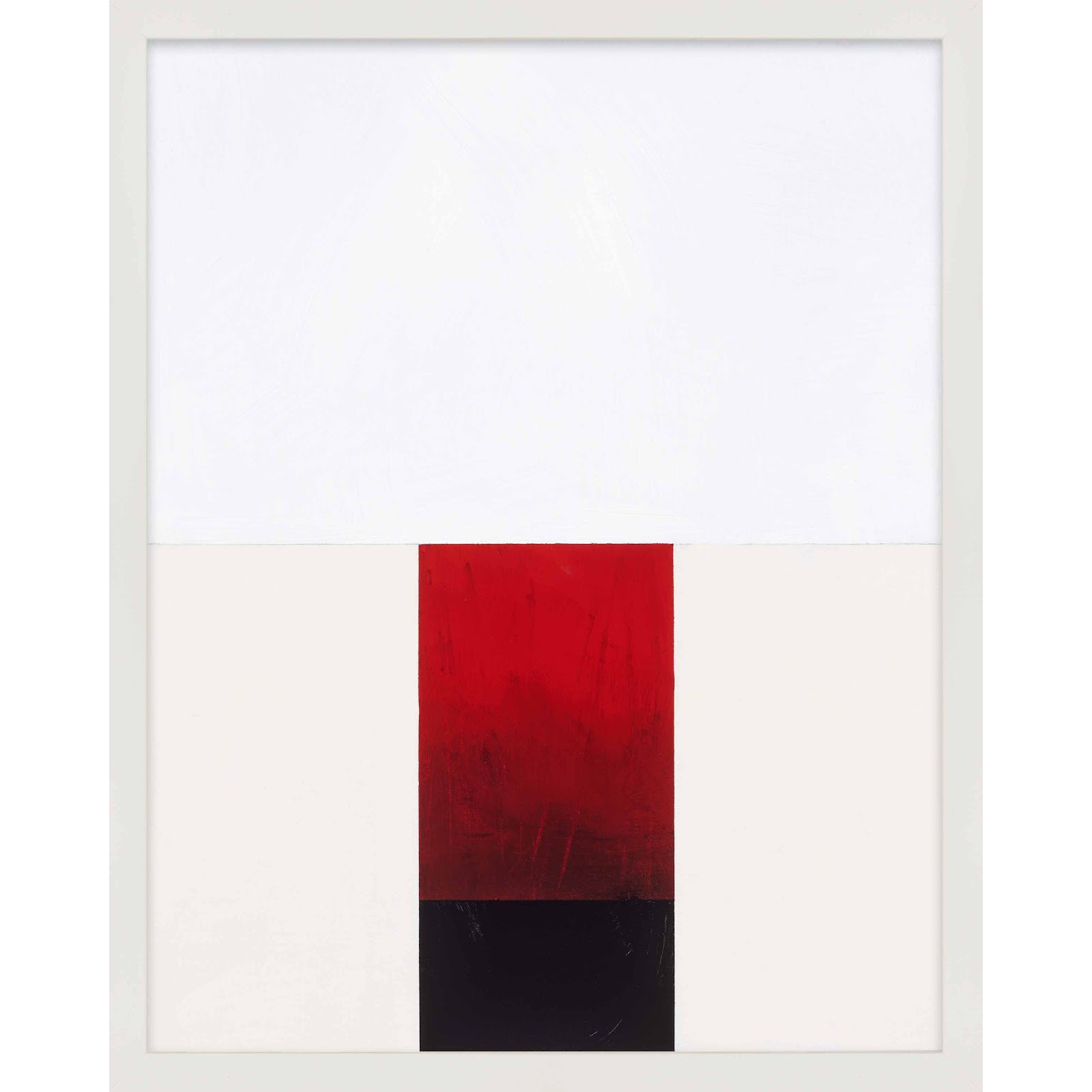 Tempo With Red 2 by Robert Kamnatnik, White Framed Paper, 38" H x 30" W x 1.25" D