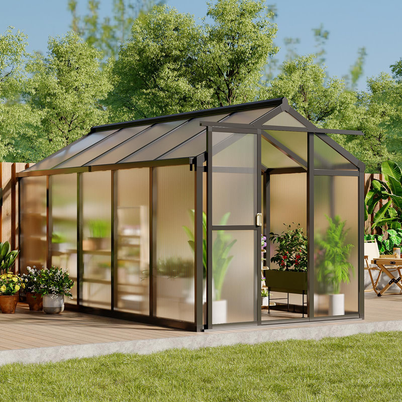 Greenhouse For Outdoors, Aluminum Greenhouse With Quick Setup Structure And Roof Vent, 118.80" H x 70.8" W x 75.6" D, Black
