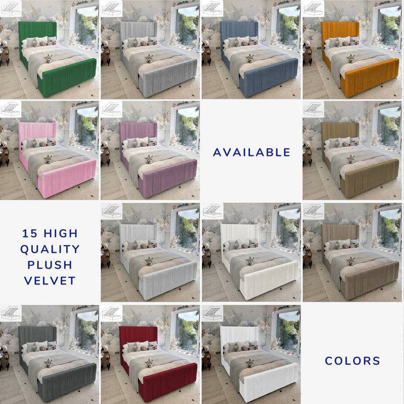 Theseus Bed - Wingback Ottoman Storage with Plush Velvet Gas Lift and Headboard, Burgundy
