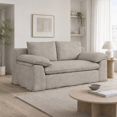 Modern Loveseat Sofa with Removable Washable Cover, Deep Seat Upholstered Couch with High-Density Foam