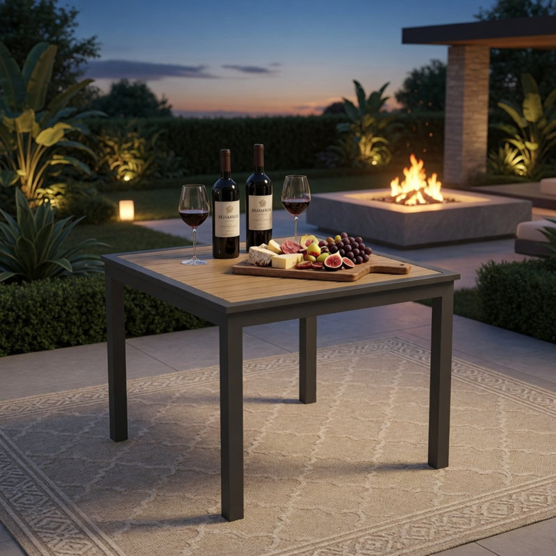 Table de patio d'extérieur en aluminium, 28.7" H x 35.4" W x 35.4" D