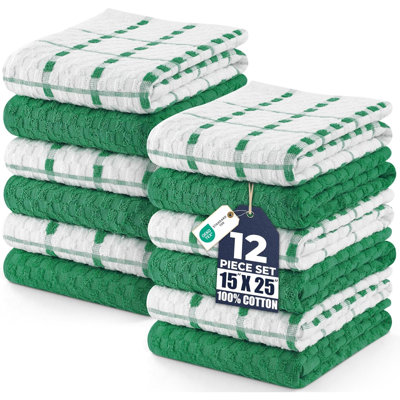 Ensemble de 12 serviettes de cuisine, ensemble de serviettes en 100% coton filé à anneaux super doux et absorbant