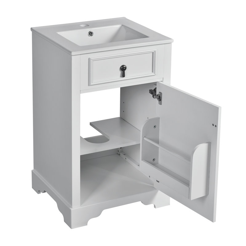 Meuble-lavabo 20 po avec comptoir en céramique, Blanc