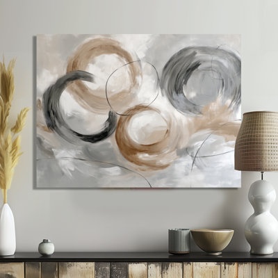 Grey Brown Balance Of Dark Force Harmony - Abstract Collages Canvas Wall Art, Grey Contemporary Framed Wall Art