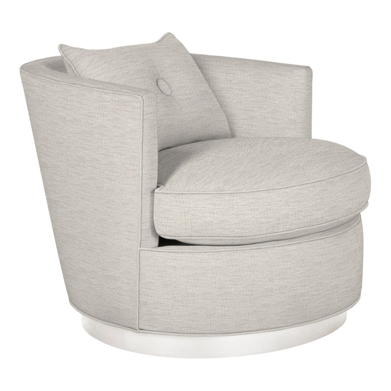 Bernadette By Michael Weiss Swivel Barrel Chair, Impala Linen, Casa Blanca