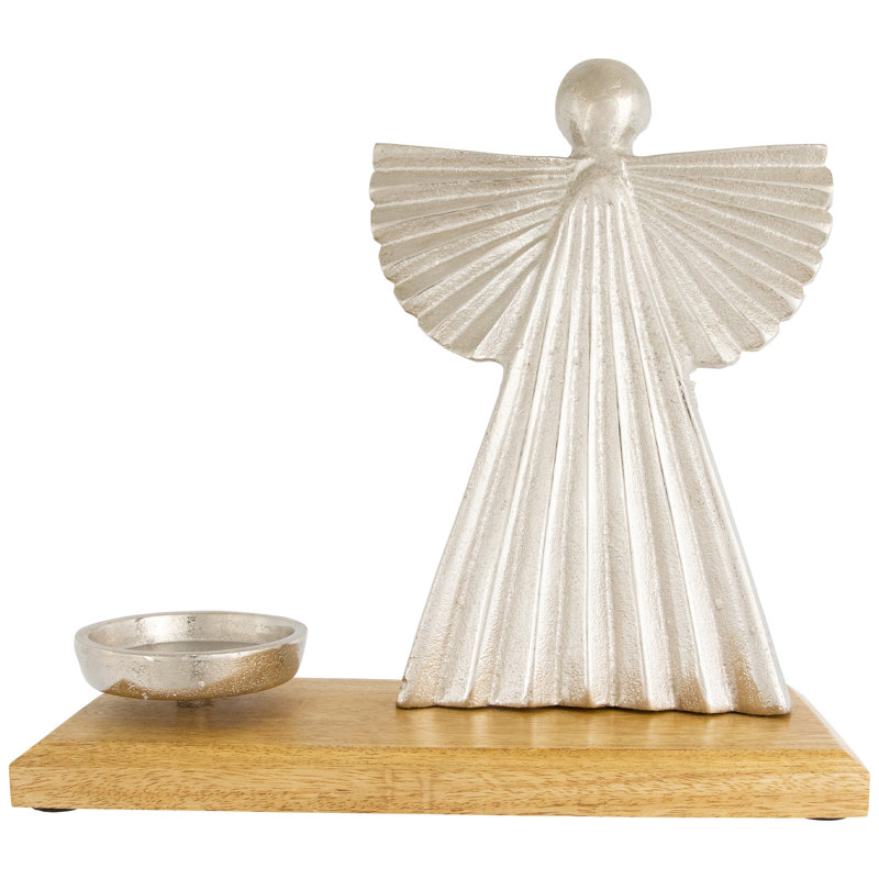 Heavenly Angel Metal Christmas Votive Candle Holder - 10", Silver