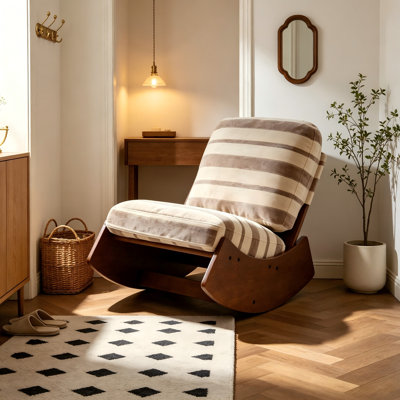 Chaise berçante confortable, fauteuil oscillant rembourré de haute qualité, structure en bois massif, parfaite pour les réglages multiples de la chaise de lecture pour la chambre à coucher et le salon