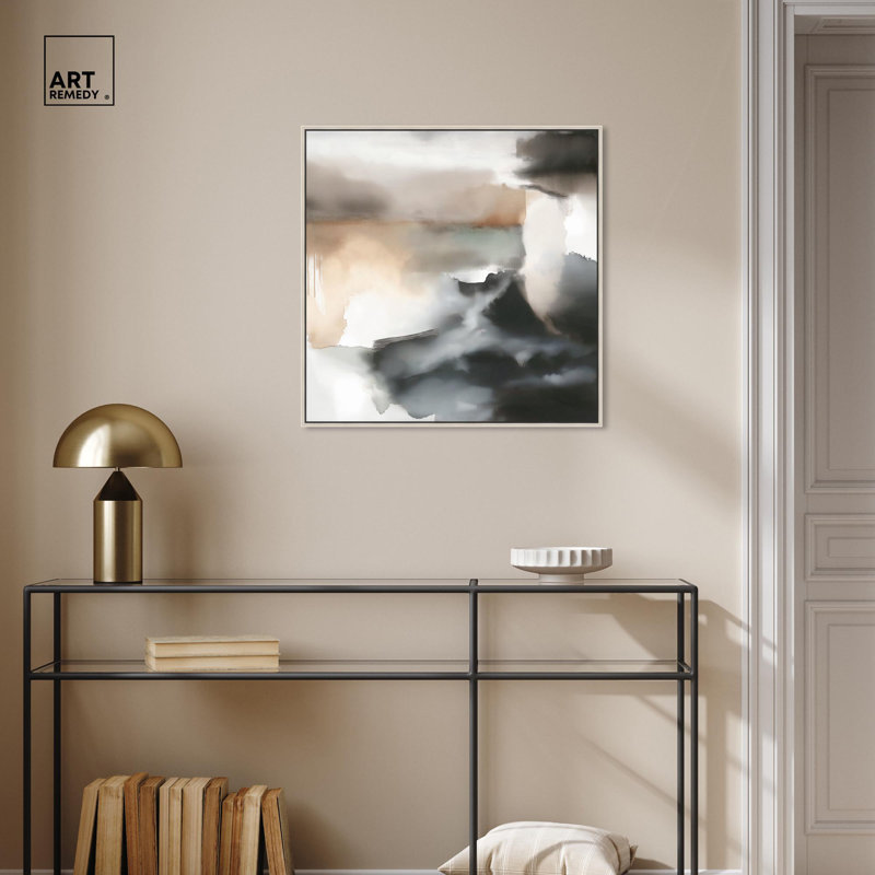 Tonal Mirage I Canvas Neutral Abstracts by Art Remedy, Silver Floater Framed, 25" H x 25" W x 2" D