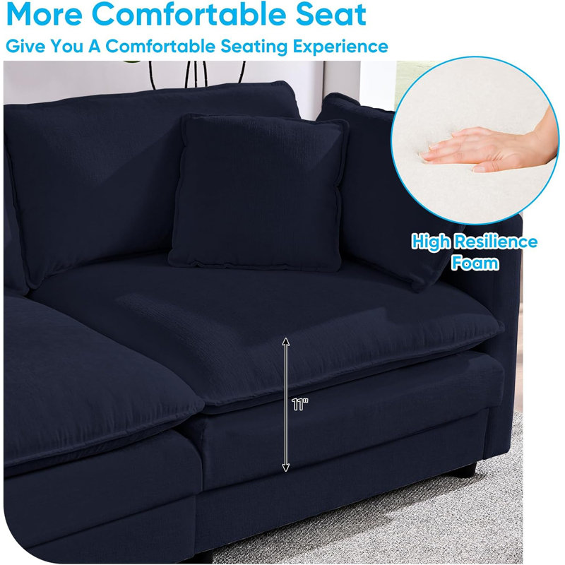 132" Oversized Cloud Sectional Sofa - 6-Piece U-Shaped Couch Set With 2 Ottomans, Ultra-Plush Chenille Fabric, Deep Seating & Modular Design For Spacious Living Rooms
