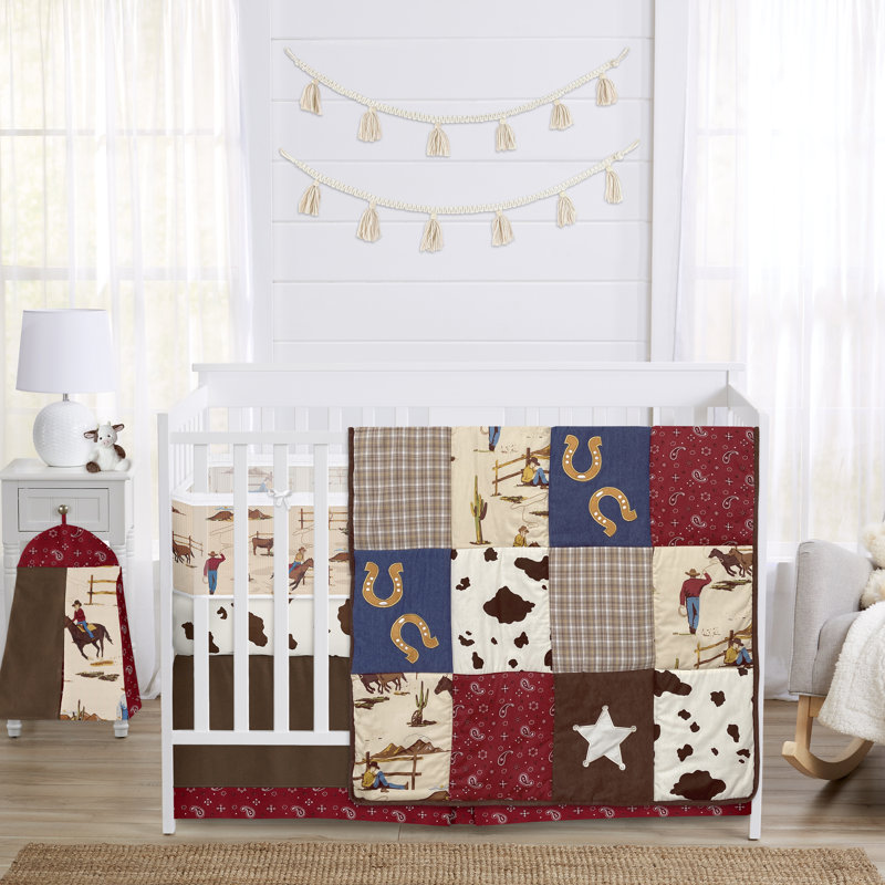 Brown Western Cowboy Boy Girl Neutral Sweet Jojo Designs 6p Crib Bedding +BreathableBaby Breathable Mesh Liner  Horse