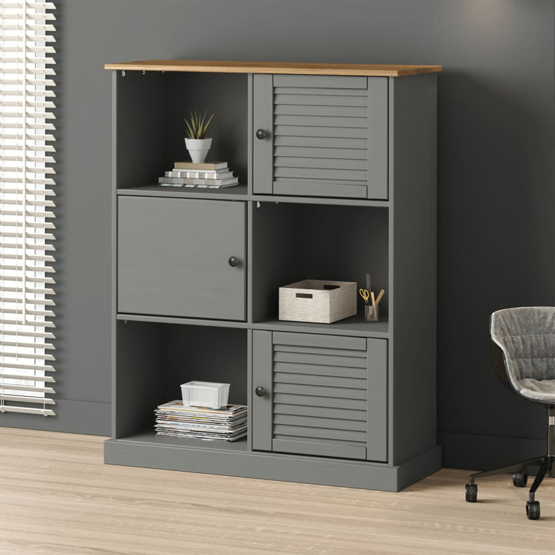 Haybridge 114.5cm H x 90cm W Cube Bookcase, Grey