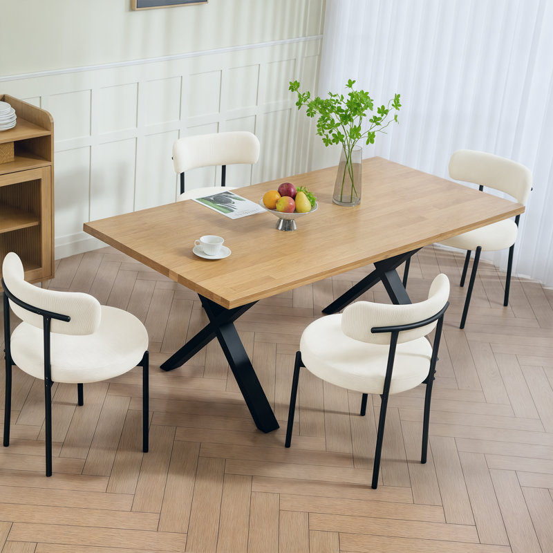 Ensemble de 4 chaises de salle à manger avec pieds en acier, Beige