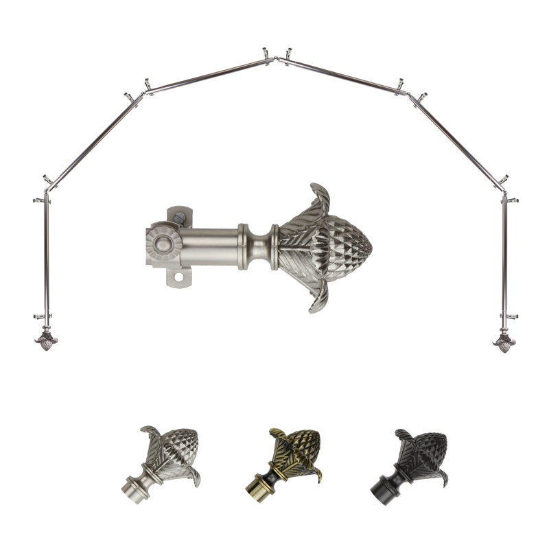 Tringle à rideaux simple ajustable avec baie vitrée de 0,81 po, Nickel satiné, 28 po à 48 po (chaque côté)