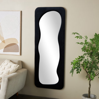 Wood Wavy Room Floor Mirror
