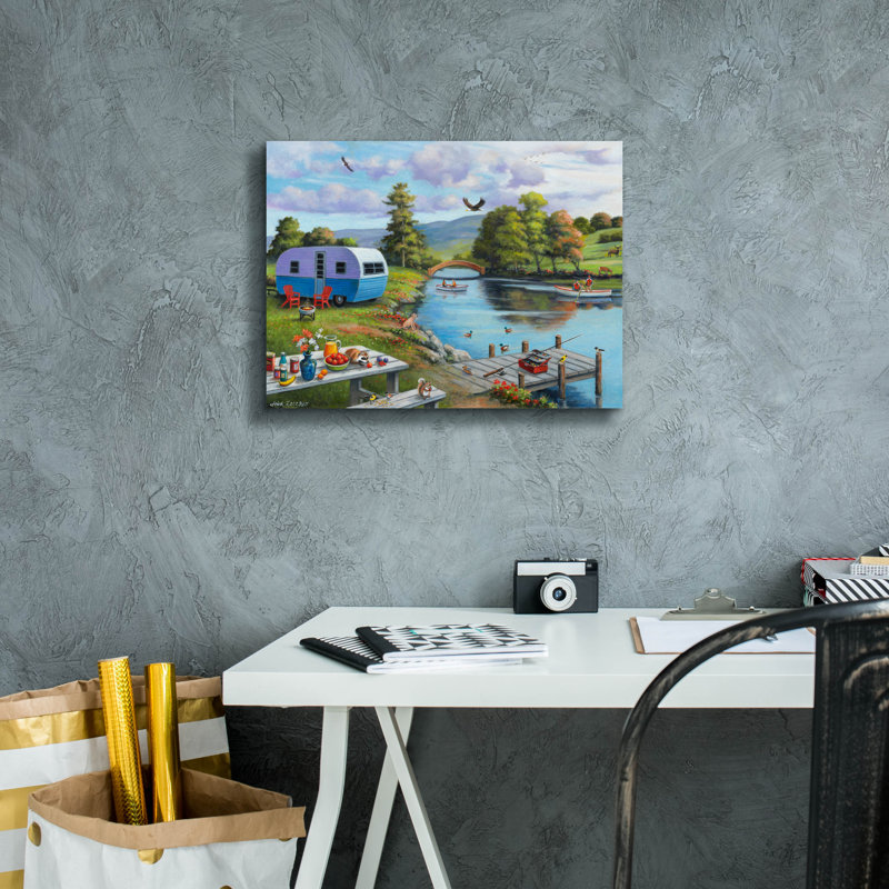 " Fishing On The River " by John Zaccheo, 12" H x 16" W x 0.75" D