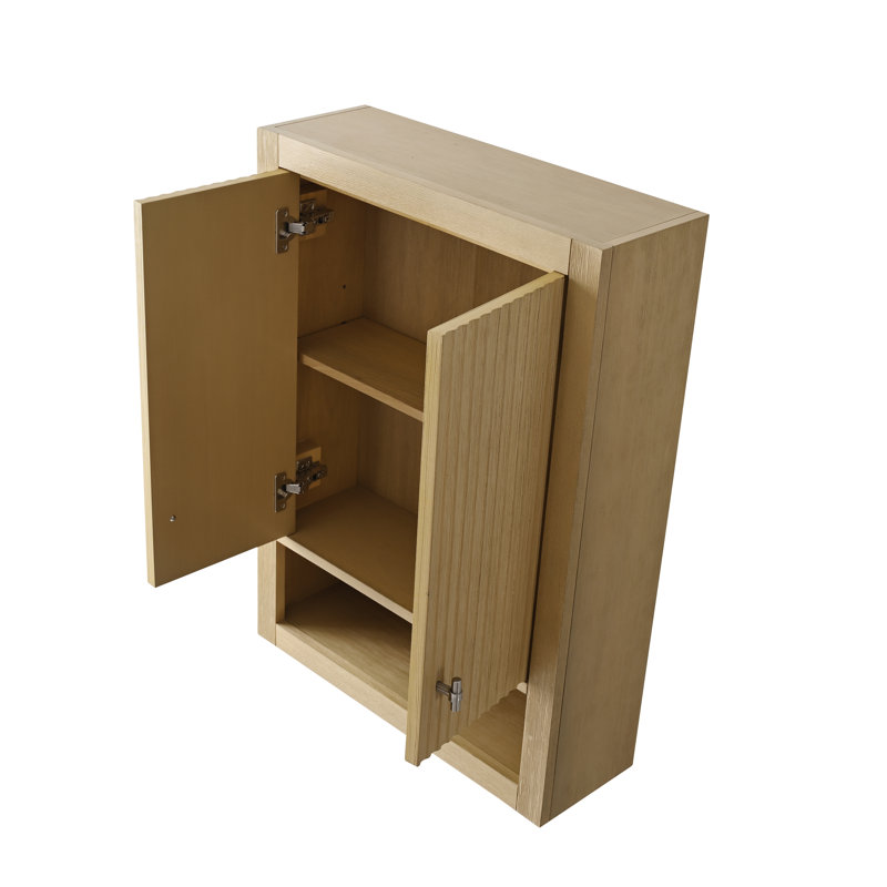 Wall Bathroom Shelves, Natural Oak, Brushed Nickel